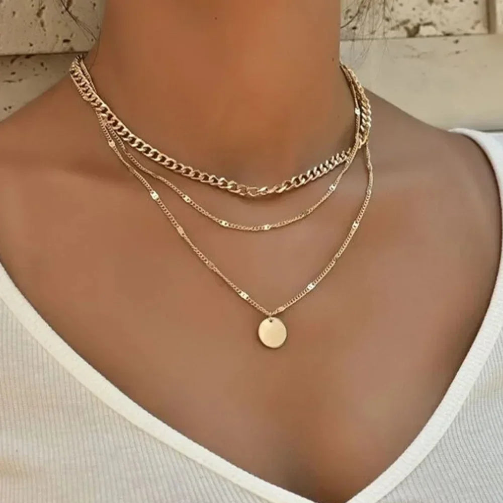 Crystal Zircon Heart Star Charm Multilayer Pendant