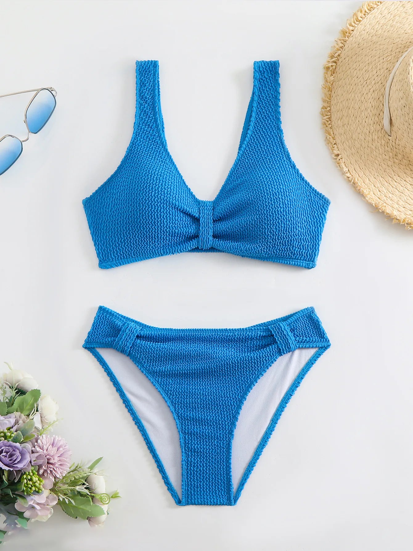 2 Piece Swimsuit Solid Color