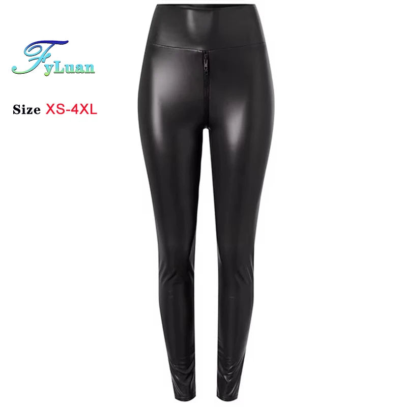 Double Zipper Leather Leggings