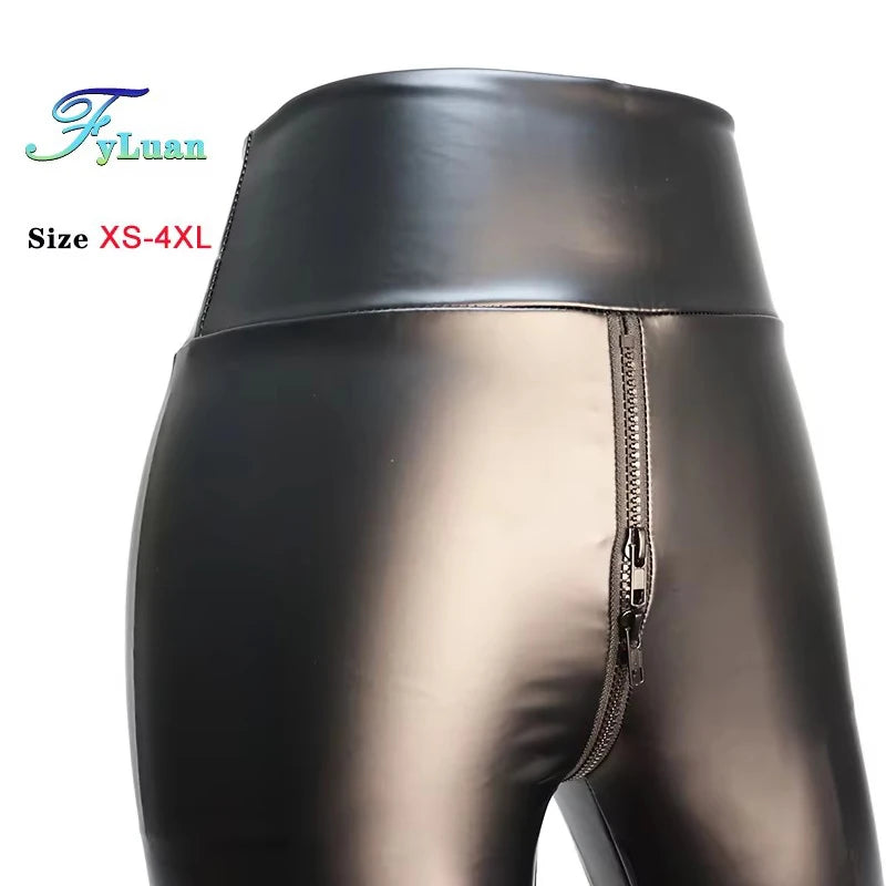 Double Zipper Leather Leggings