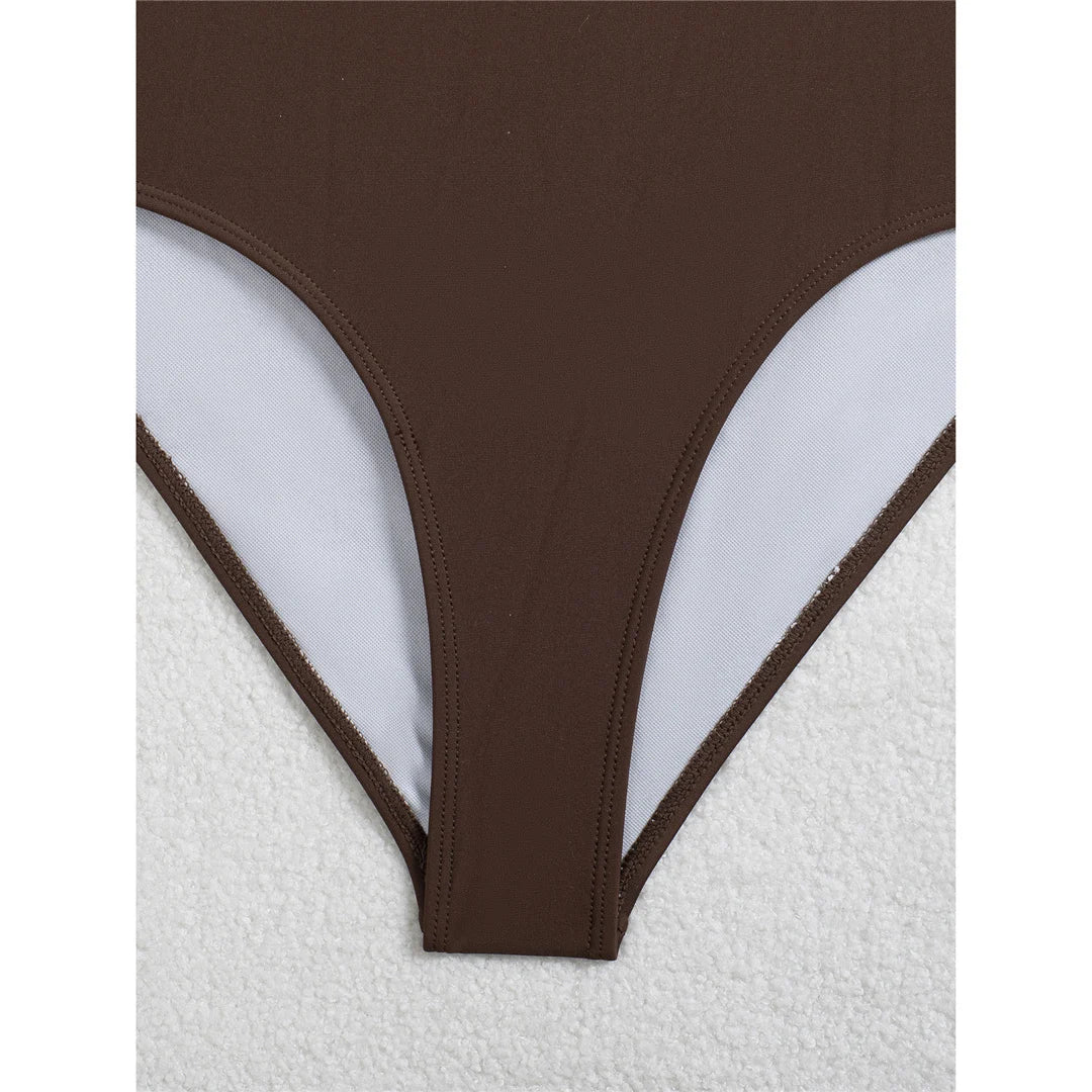 Deep V Neck Halter Wrinkled Women Swimwear