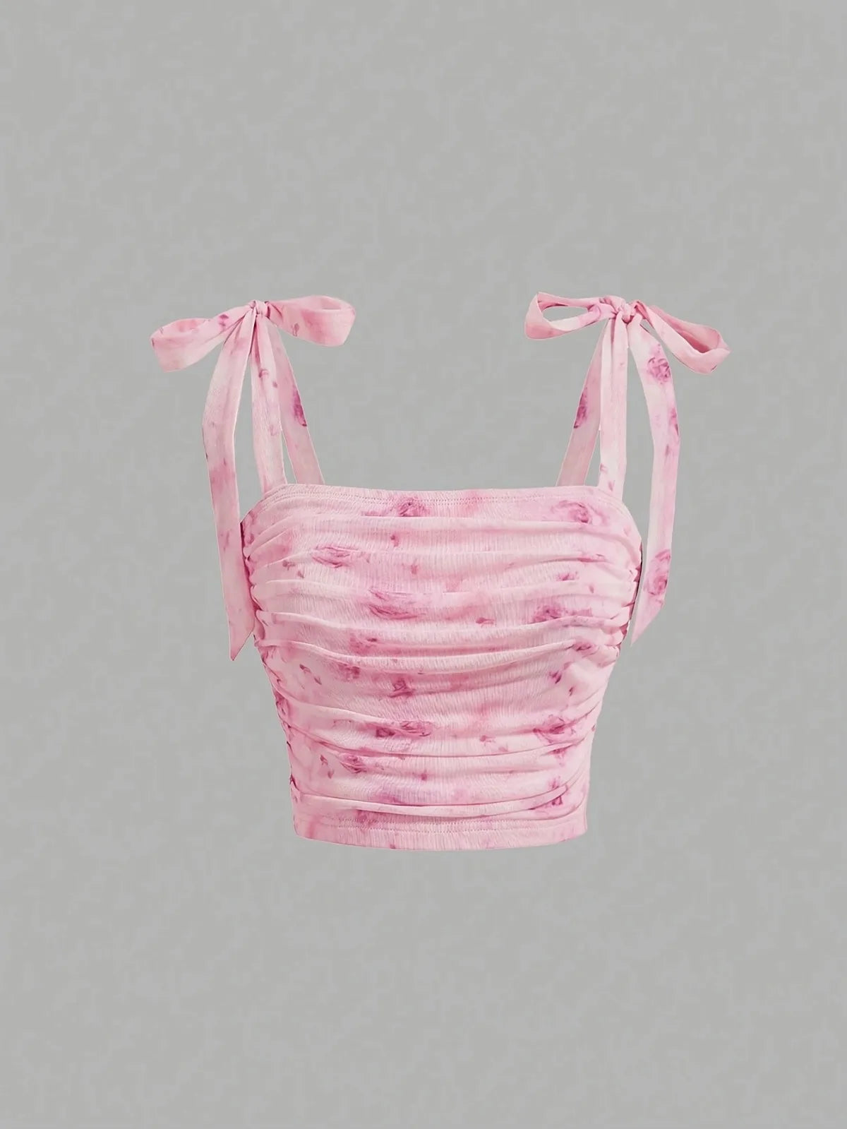 Solid Tie Shoulder Wide Strap Crop Top