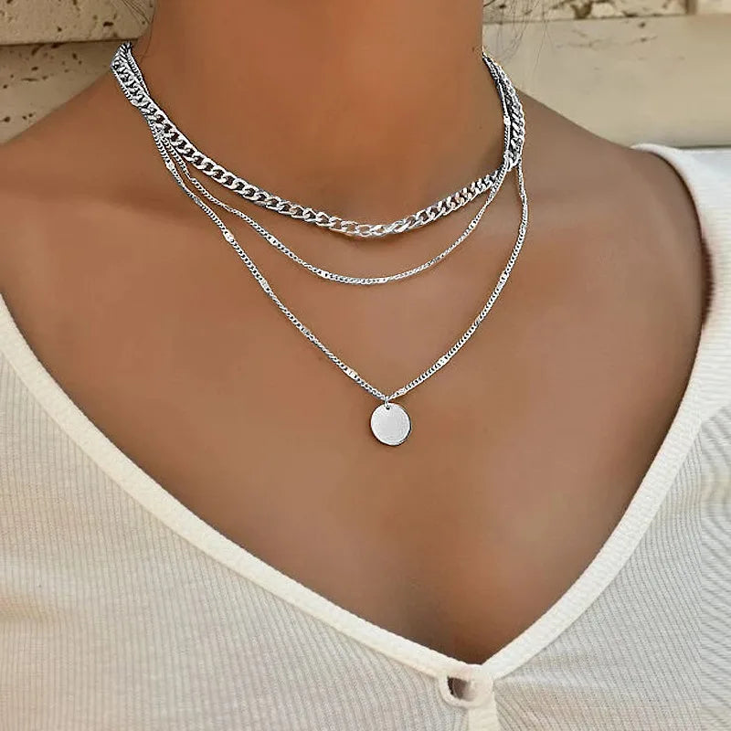 Crystal Zircon Heart Star Charm Multilayer Pendant