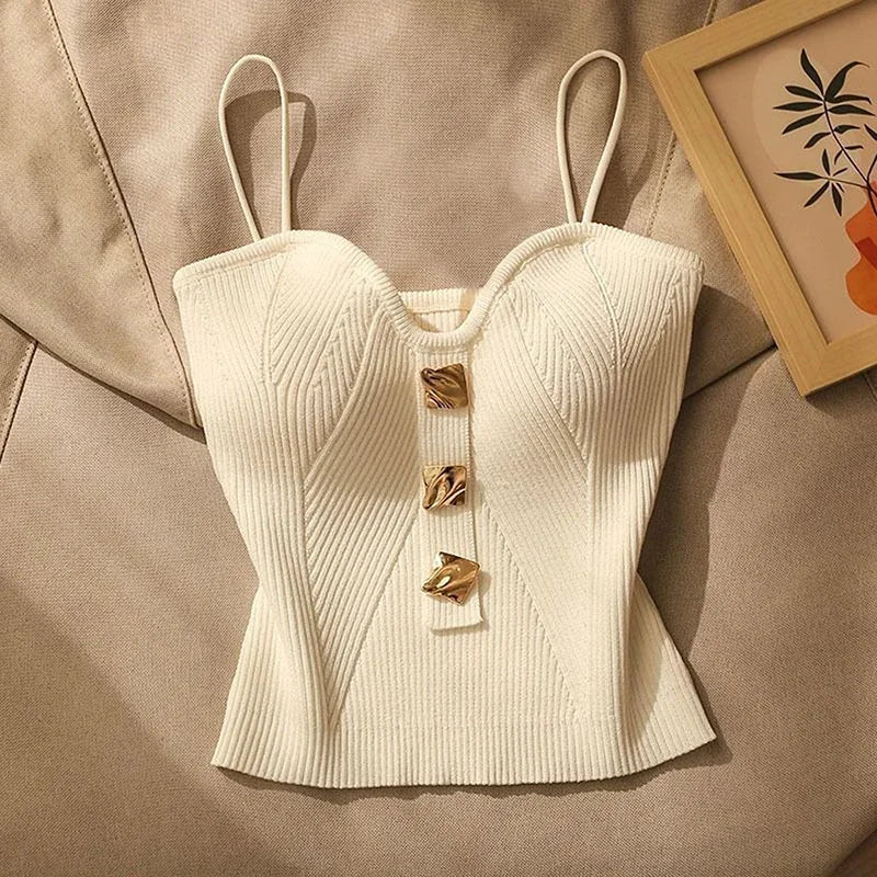 Cross-Knit Suspender French Style Top