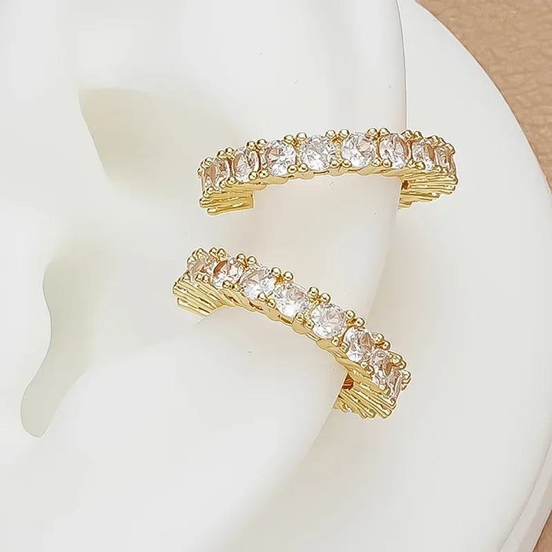2Pcs Full Rhinestone Zircon Ear Cuff