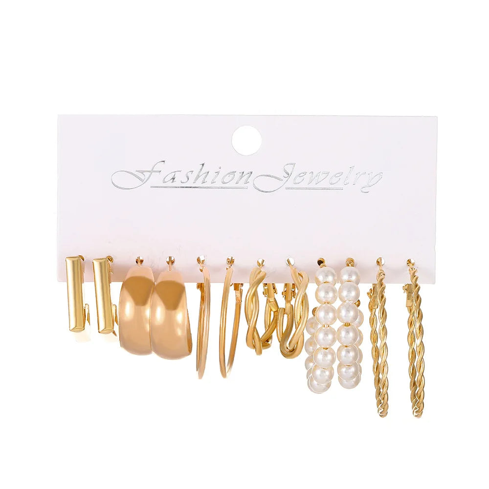 Boho Big Circle Hoop Earring Set
