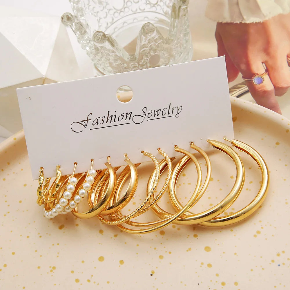 Boho Big Circle Hoop Earring Set