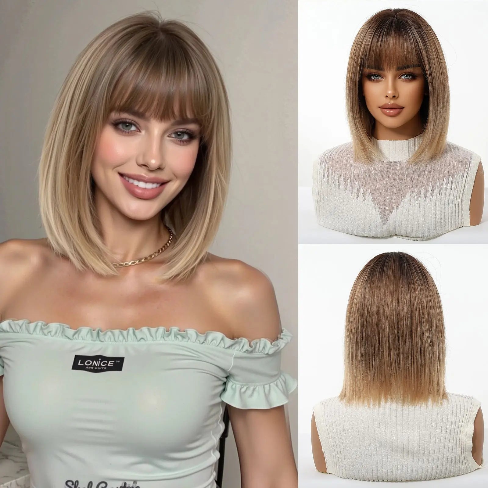 Glamora Short Straight Bob Hair Wigs