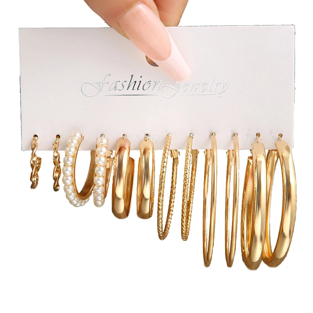 Boho Big Circle Hoop Earring Set