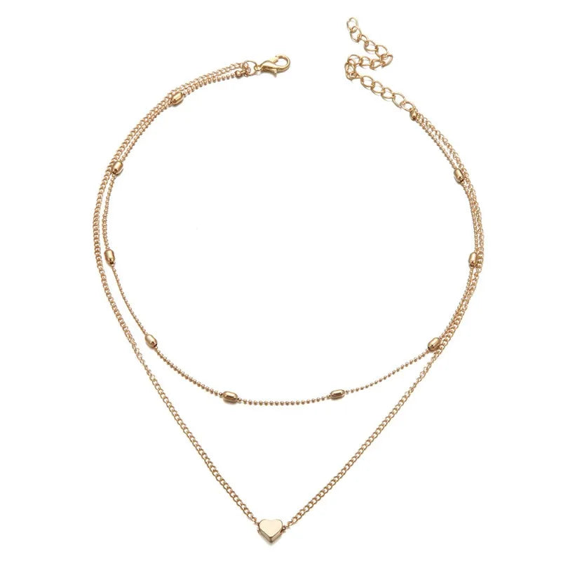 Crystal Zircon Heart Star Charm Multilayer Pendant