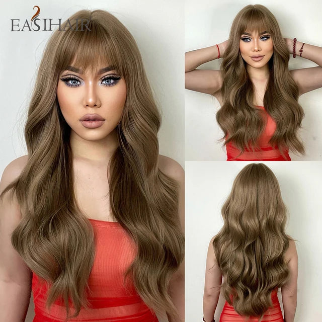 Long Blonde Ombre Brown Synthetic Wigs
