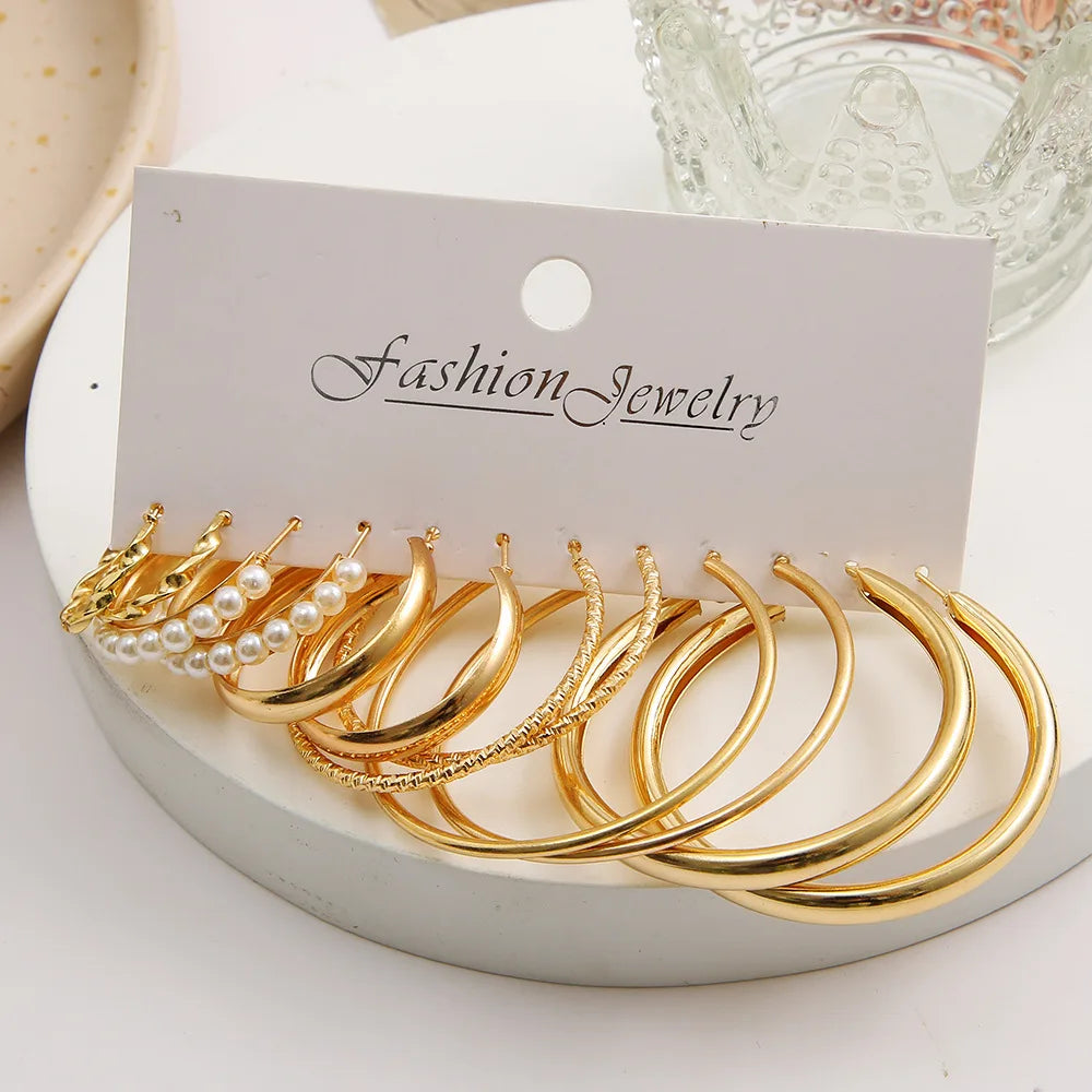 Boho Big Circle Hoop Earring Set