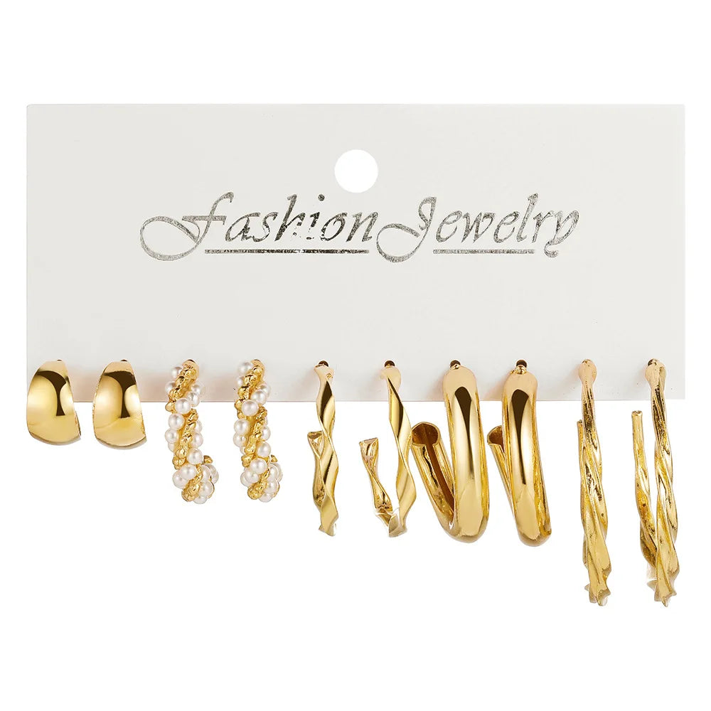 Boho Big Circle Hoop Earring Set