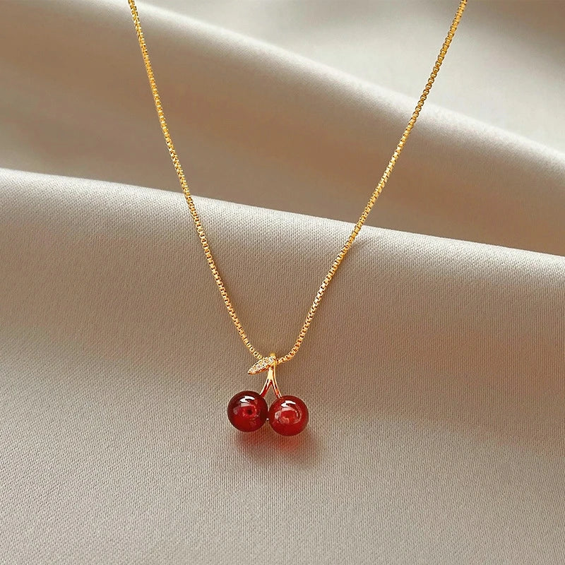 New Wine Red Cherry Gold Color Pendant
