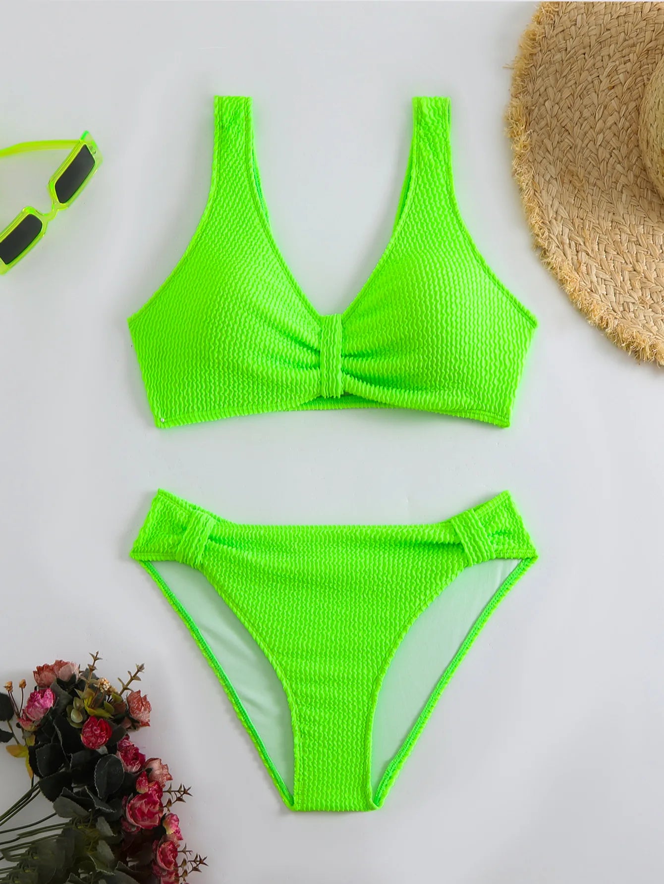 2 Piece Swimsuit Solid Color