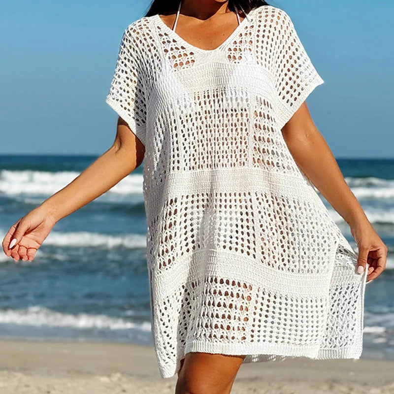 Knitting V-Neck Bikini Cover-Ups