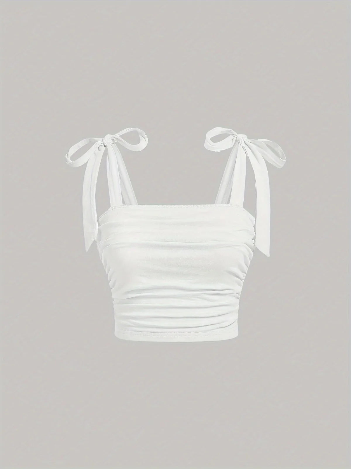 Solid Tie Shoulder Wide Strap Crop Top