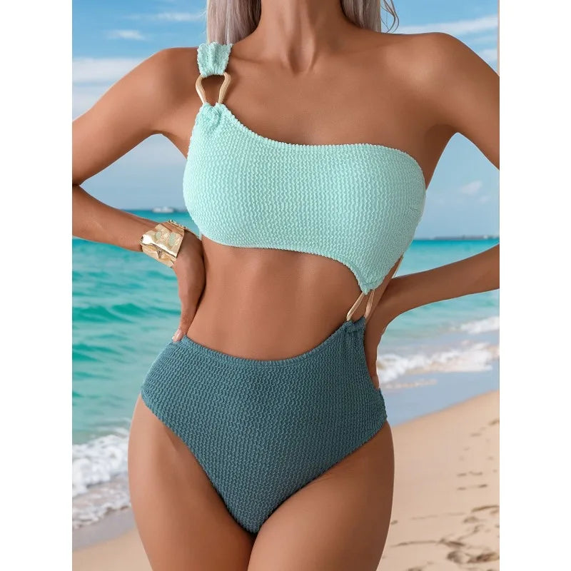 One-Piece Snake Pattern Swimwear