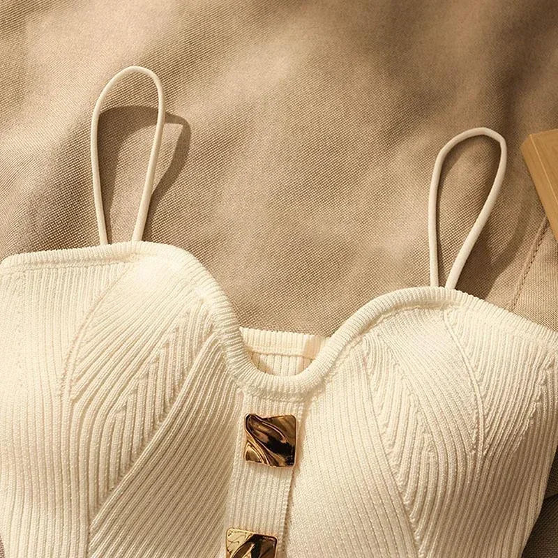 Cross-Knit Suspender French Style Top