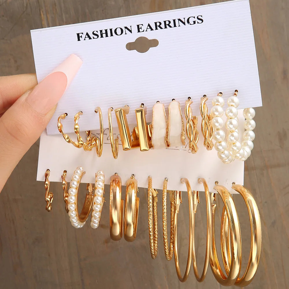 Boho Big Circle Hoop Earring Set