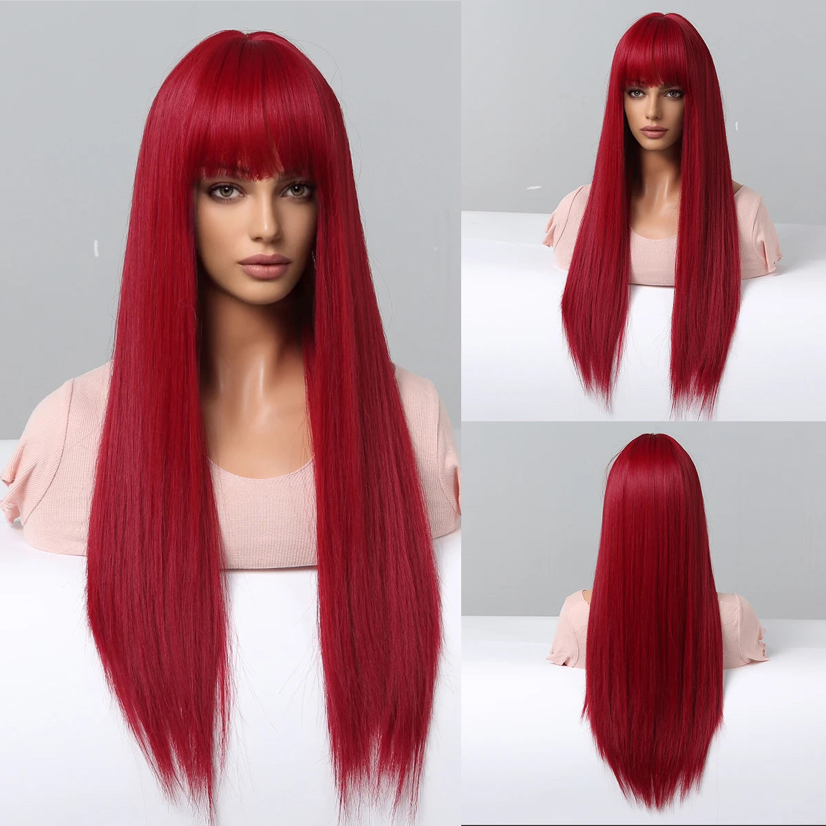 Light Wine Red Synthetic Wigs