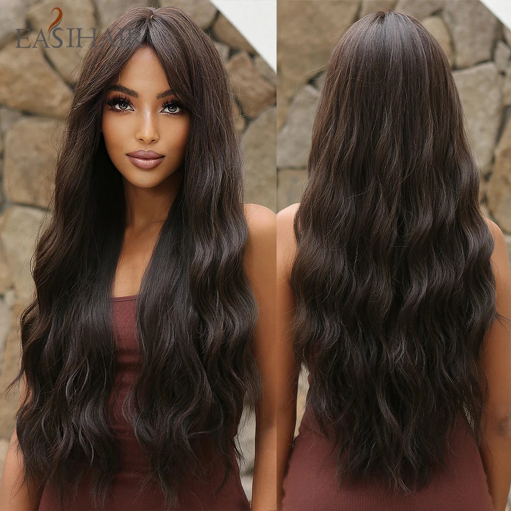 Long Blonde Ombre Brown Synthetic Wigs