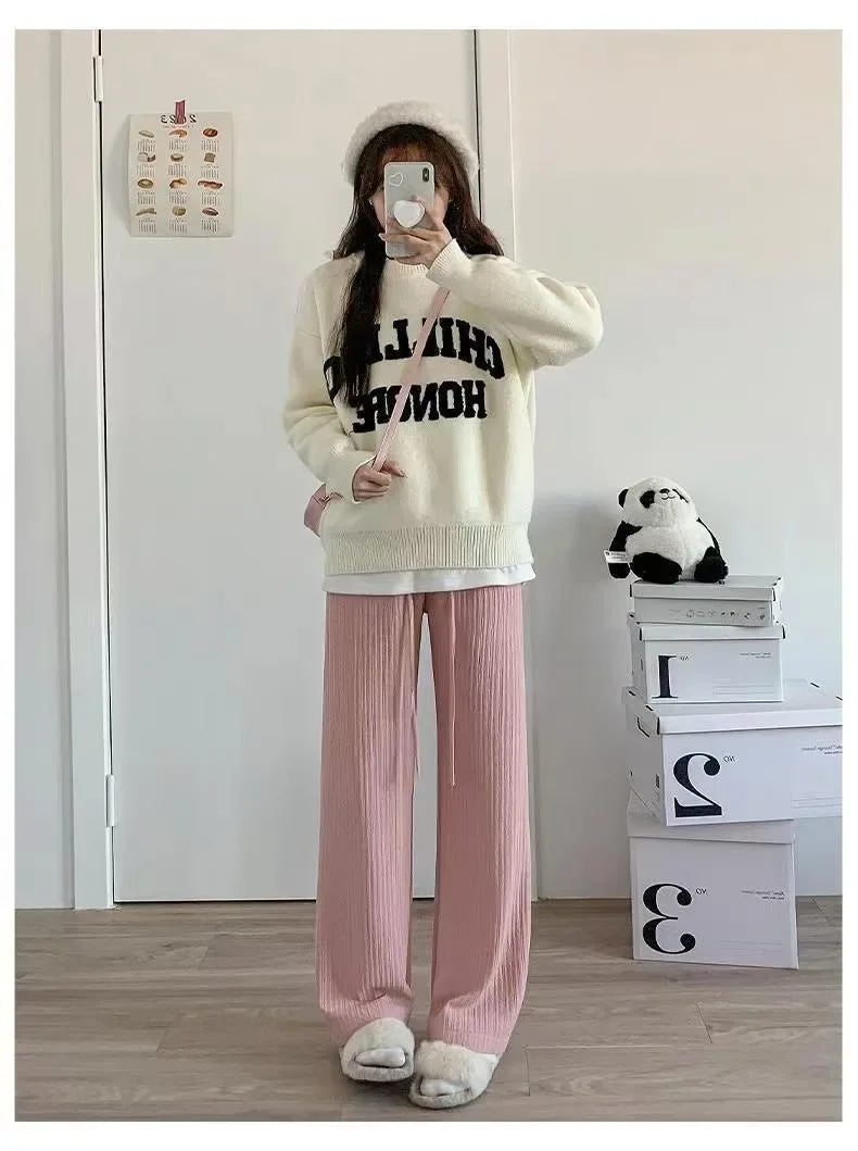 Ice Silk Wide Leg Pants