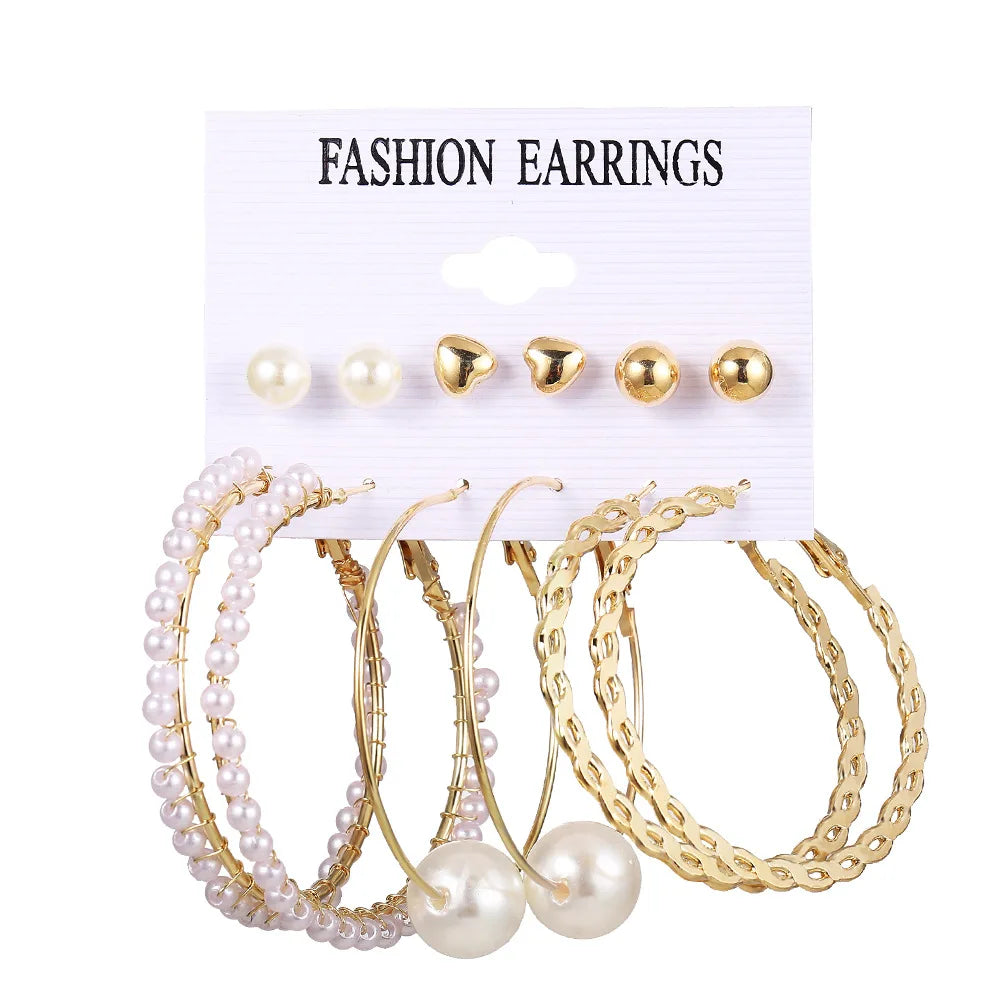 Boho Big Circle Hoop Earring Set