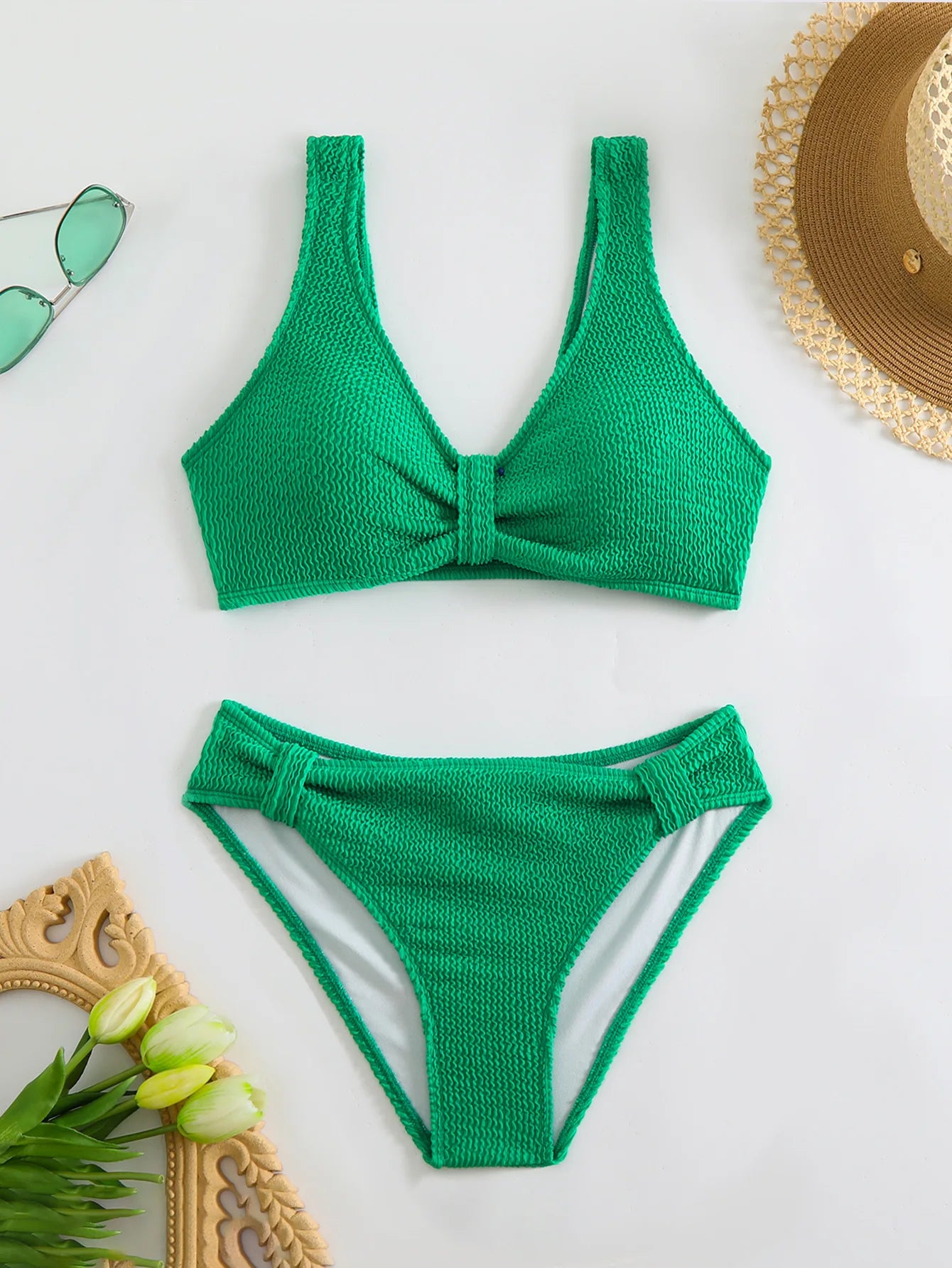2 Piece Swimsuit Solid Color
