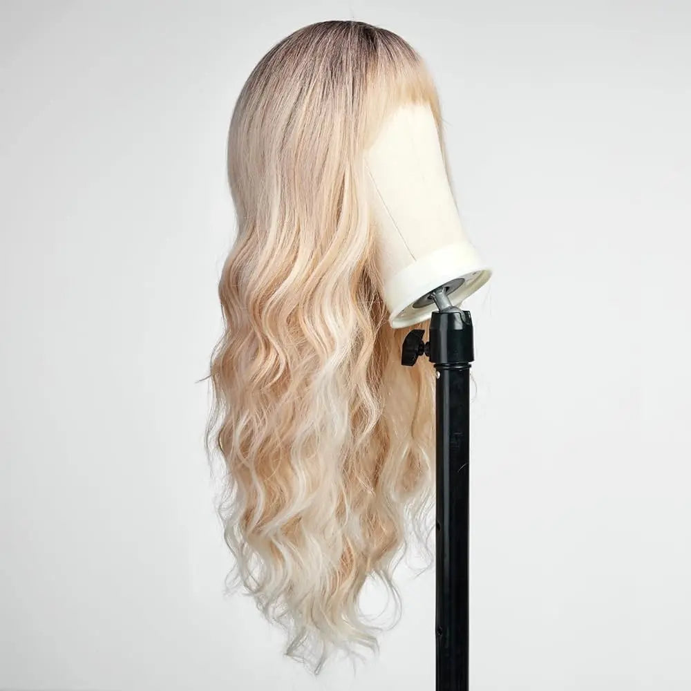 Long Blonde Ombre Brown Synthetic Wigs