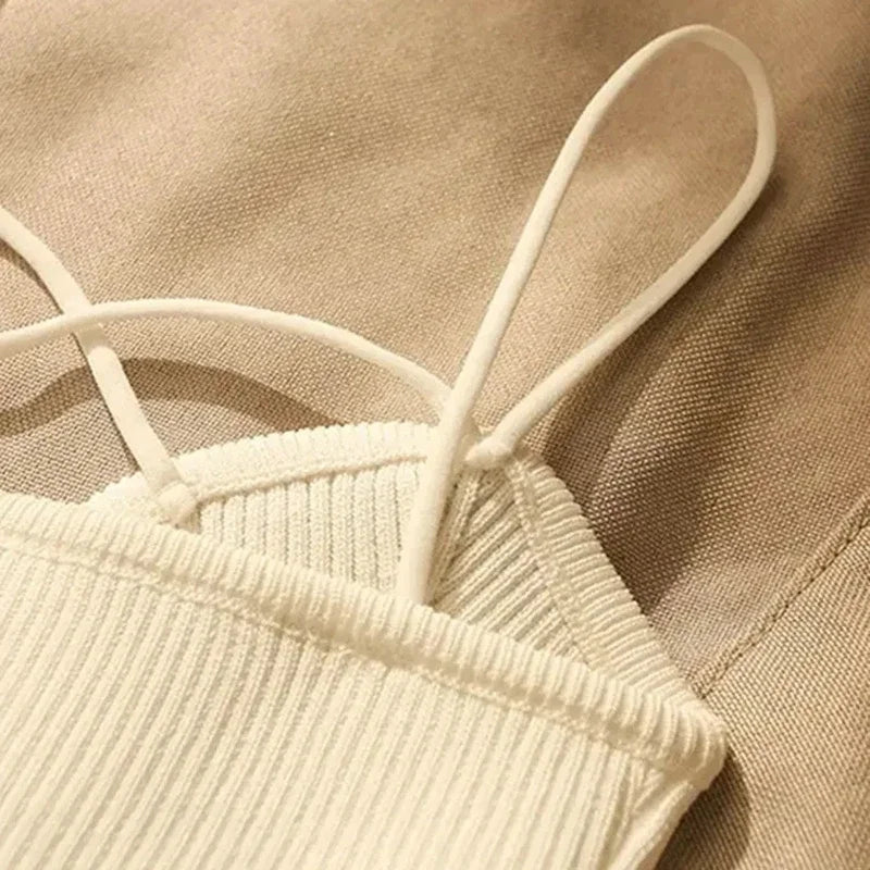 Cross-Knit Suspender French Style Top