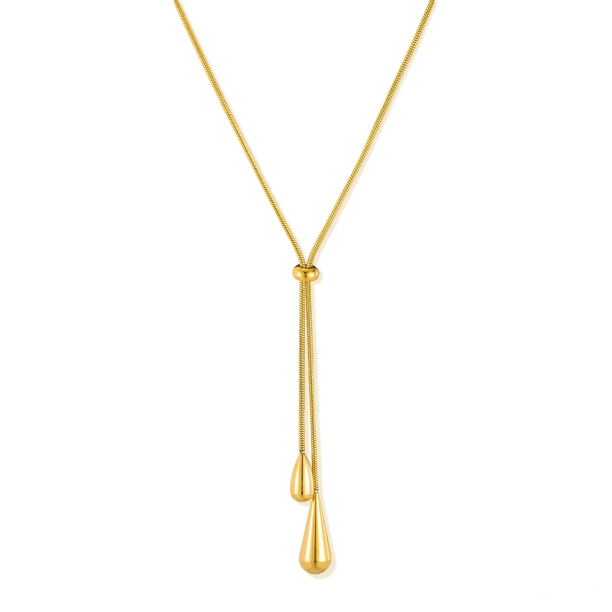 Gold Color Stainless Steel Water Drop Tassel Pendant